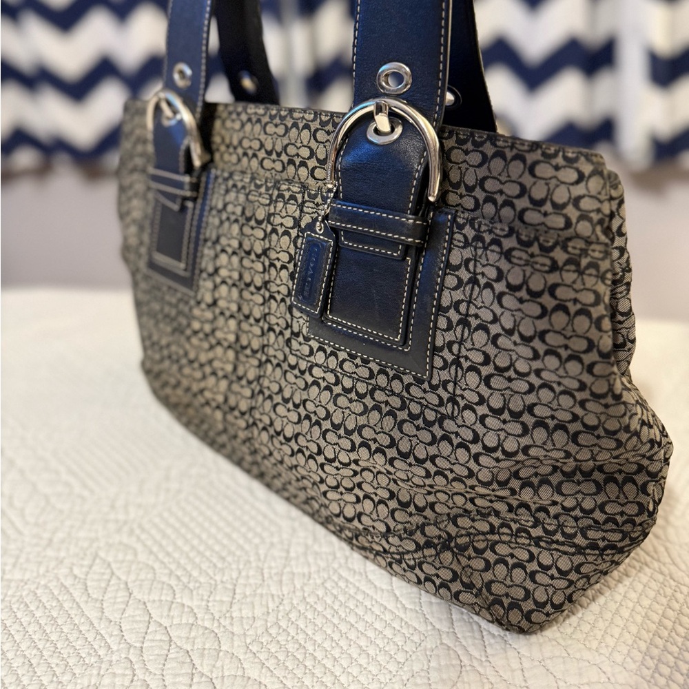 Coach SoHo Tote Signature Canvas Black and Grey